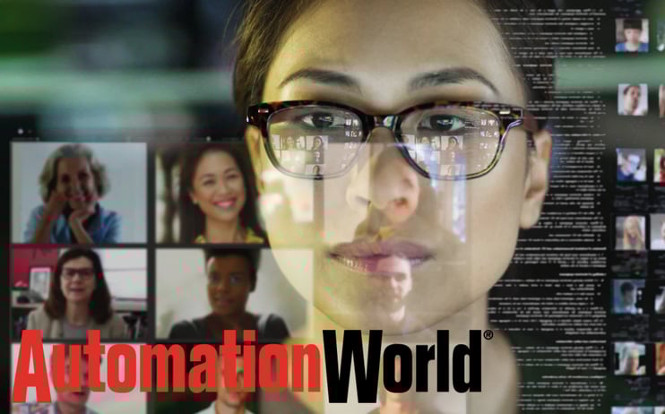 A woman looking at a computer screen. The text reads, "Automation World."