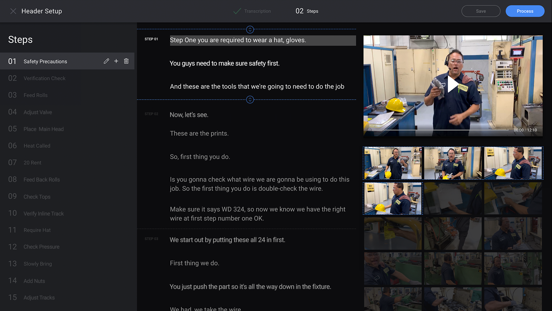 The steps page in the DeepHow editor.