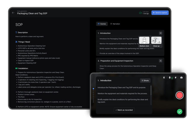 DeepHow Maven Video SOP - image of the tablet / desktop mode and smartphone view.