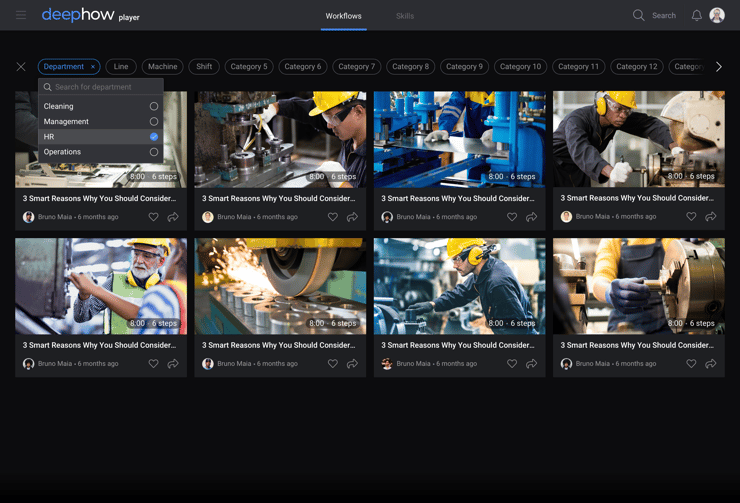 The DeepHow player Workflows page