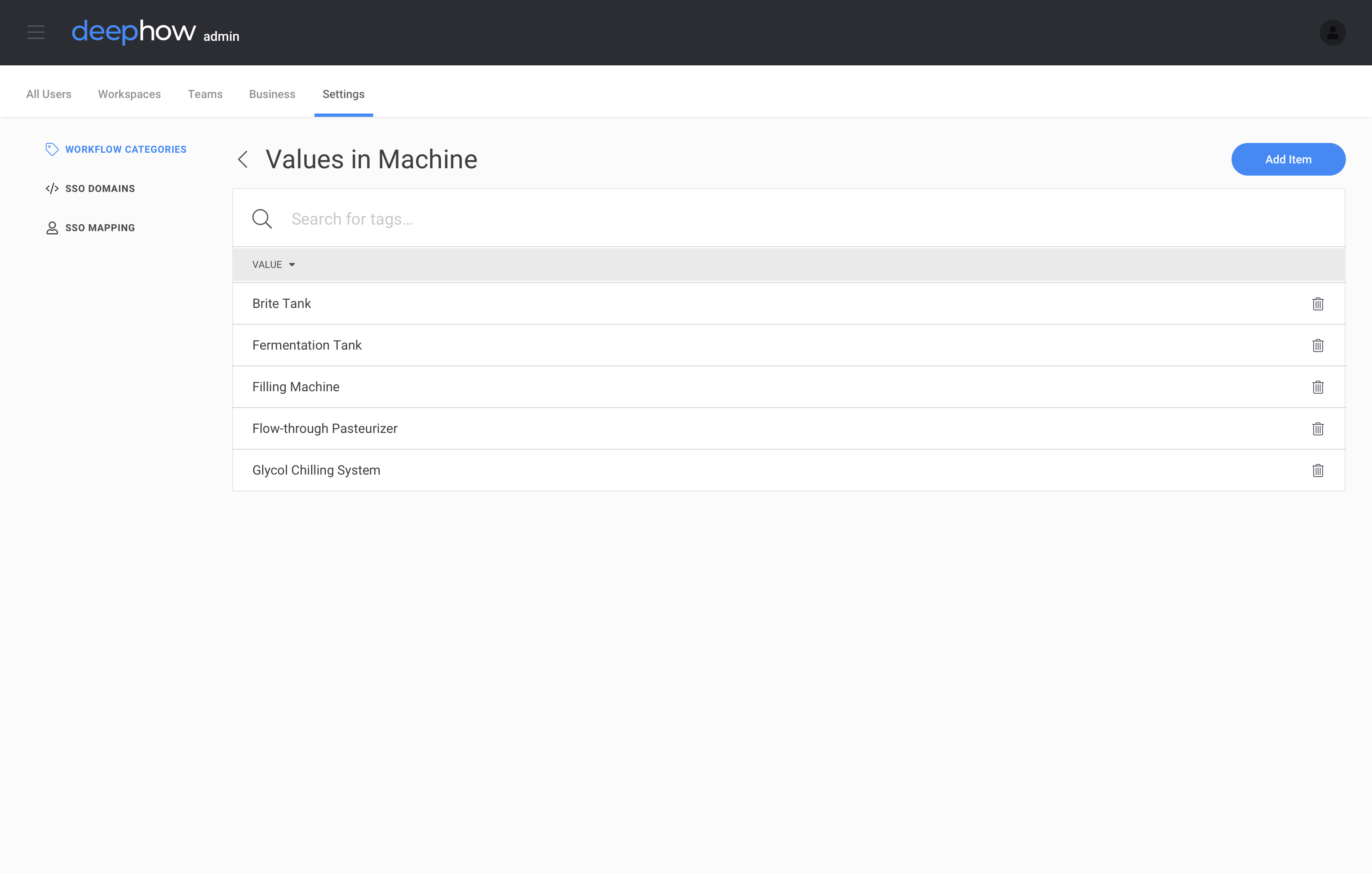 The DeepHow admin settings page.